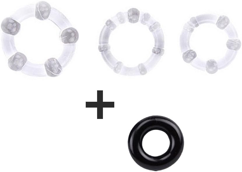 4 Silicone Time Delay Lock Ring Exercise Bands for Men Transparent