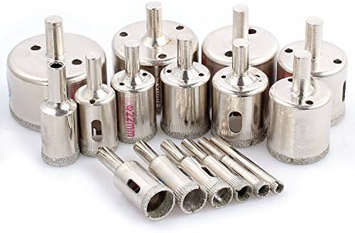 Kamtop Diamond Holesaw Set 16 PCS Diamond Drill Bits Set with 6mm-50mm Diamond Drill Bits for Glass Ceramic Tile Porcelain Marble Granite