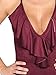 MakeMeChic Women's Deep V Neck Ruffle Faux Suede Sexy Bodysuit,Wind Red,Medium