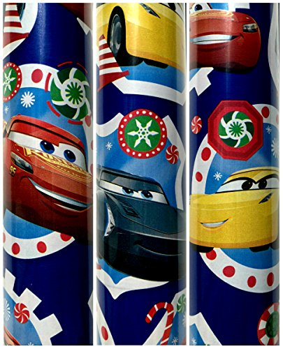 Disney Cars Christmas Gift Wrapping Featuring Lightning McQueen,Cruz Ramirez and Jackson Storm Paper 70 sq ft Roll