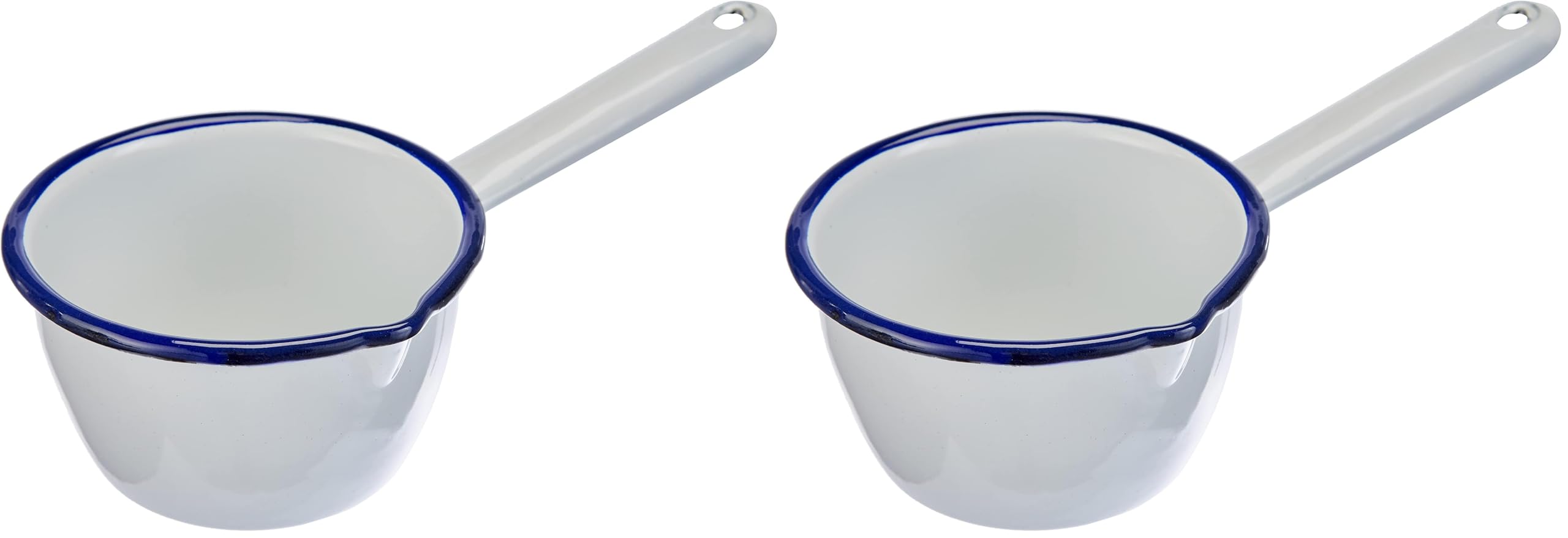 Ibili Blanca Conical Saucepan with Spout 10 cm White/Blue, Enamelled Steel, 10 x 10 x 6 cm (Pack of 2) — image 1