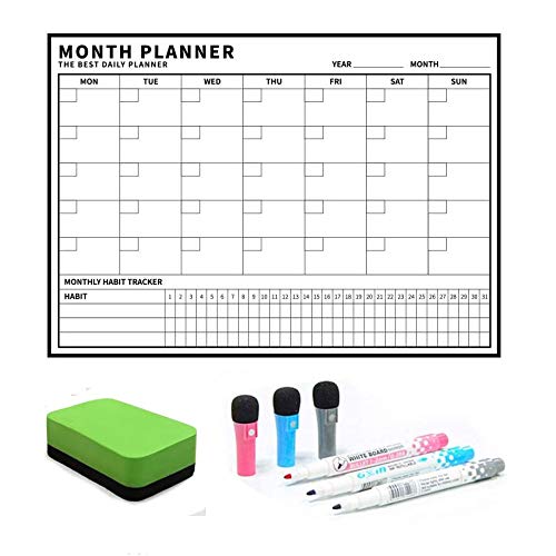 Monthly Magnetic Calendar for Refrigerator, Moonmen Fridge Dry Erase White Board Planner for Office Whiteboard Calendar-Included Fine Point Marker & Eraser