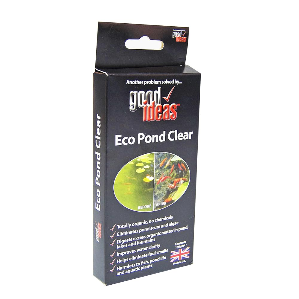 Good Ideas 60 Seconds Eco Pond Clear โ Pond Clear Water Treatment โ Natural Organic Algae and Weed Remover with Microbes for Ponds, Fountains & Lakes โ Safe for Fish and Plants
