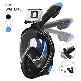 Unigear 180° Full Face Snorkel Mask -Panoramic View with Detachable for GoPro Mount and Earplug,Anti-Fog Anti-Leak Snorkeling Design for Adults and Youth