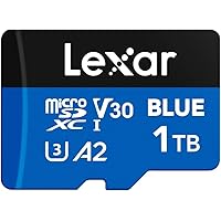 Lexar 1TB Blue Micro SD Card Up to 160MB/s, microSDXC UHS-I Memory Card with SD Adapter, C10, U3, A2, V30, Full HD, 4K UHD, H