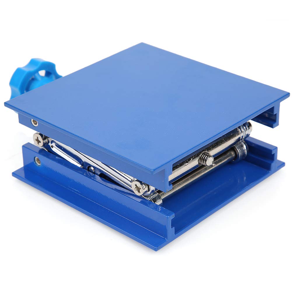 TOPINCN Lab Lifting Platform Stand Adjustable Corrosion Resistance Blue Electroplated Aluminum Rack Scissor Jack Lifter 100 X 100Mm