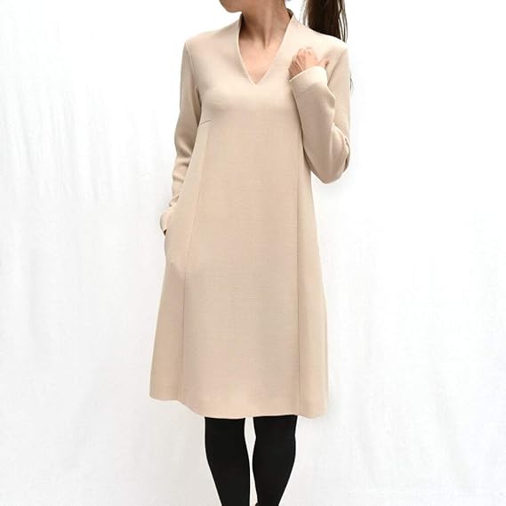 Amazon Antonelli アントネッリ Martina Vネック Aラインワンピース 42 ピンクベージュレディース ワンピース チュニック 通販