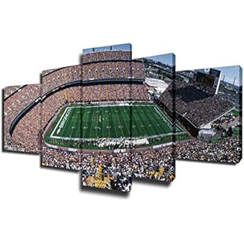 Mile High Stadium Pictures The Denver Broncos Paintings American Football Wall Art 5 Piece Canvas Modern Artwork Home Decor for Living Room Framed Gallery-wrapped Stretched Ready to Hang(50''Wx24''H)