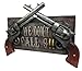 Ebros No Warning For Trespassers Wild West Dual Six Shooter Guns With Bullets Wall Art Sign Plaque Western Two Pistols Wall Decor 3D Figurine