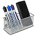 MyGift Silver Wire Mesh Metal Magnetic Hanging Storage Basket, Locker Organizer Bin with Magnet, Rectangular Office Supplies Holder, Pencil, Pen, Marker Holder, Set of 3