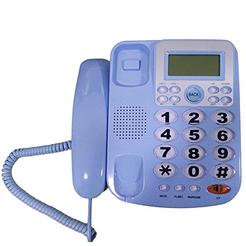 HePesTer P-34Blue Big Button Phone for Seniors Amplified Corded Phone with Caller ID for Hearing Impaired Works in Power Outage for Emergency Telephone(Blue)