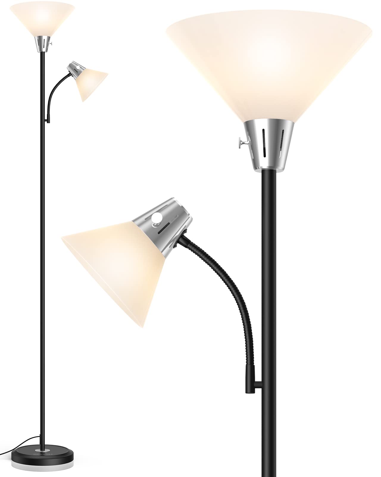 Photo 1 of (used) LEPOWER Floor Lamp, Standing Lamp Replaceable 3000K Energy-Saving, Lamp for Living Room with Adjustable Reading Light