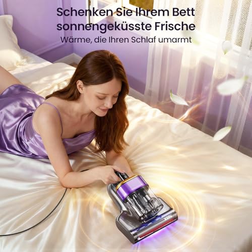 Mite Vacuum Cleaner for Mattresses with 18 kPa Suction Power, UV-C Light, 63°C Hot Air and 2 Brushes, Bed Vacuum Cleaner and Mattress Cleaner for Mattresses, Beds, Sofa