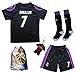 2016/2017 Real Madrid RONALDO #7 Third Black Soccer Kids Jersey & Short & Sock & Soccer Bag Youth Sizes (13-14 YEARS)