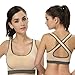 Women Padded Sports Bra, Misaky Top Athletic Gym Fitness Sports Yoga Stretch (L, Khaki)