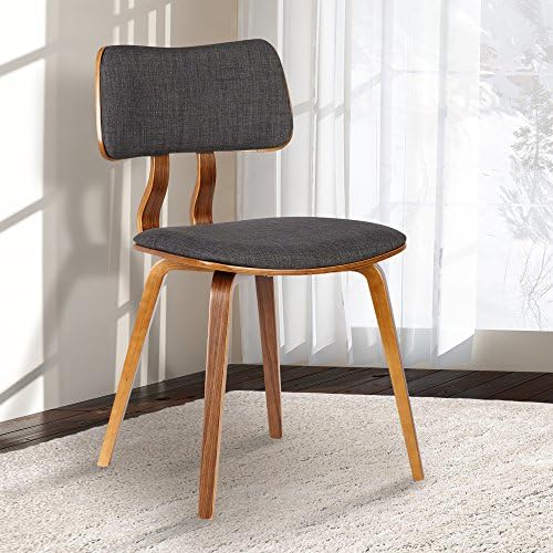 Armen Living Jaguar Dining Chair In Charcoal Fabric And Walnut Wood Finish