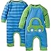 Gerber Baby-Boys Newborn Car 2 Pack Coverall, Car Blue, 0-3 Months