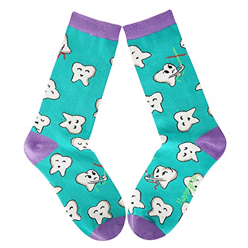 Women's Novelty Crazy Crew Dental Socks Funny Happy Teeth Patterned