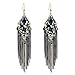 JQUEEN Gorgeous Black Long Tassel Crystal Women's Bohemian Dangle Earrings for Women Prom Wedding Party