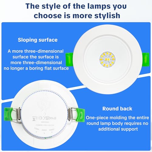 Laiebri Recessed LED Spotlight 230 V Dimmable Set of 6, 5W 650lm Ultra Flat 23 mm, 3 CCT Colour 2700K/4000K/6000K, IP44 Splatter Resistant, Hole Ø68-75 mm, for Bathroom Living Room, White