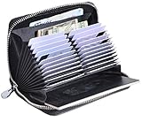 Easyoulife Genuine Leather Credit Card Holder Case RFID Travel Passport Wallet