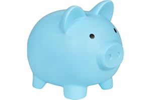 HUSAN Cute Piggy Bank, Unbreakable Plastic Money Bank, Pig Money Bank Coin Bank for Girls and Boys, Best Gifts for Birthday, Easter, Christmas (Blue)