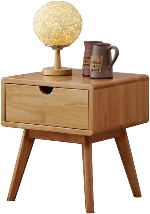 Nordic Bedside Table Solid Wood Bedside Cabinet Corner End Table Nightstand with Storage Drawer & 4 Legs Living Room Bedroom Bedside Locker