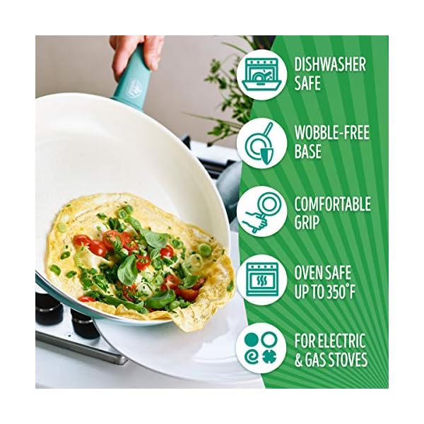 GreenLife Soft Grip Non-Stick 16 Piece Cookware Pots and Pans Set, PFAS Free, Diswasher Safe, Turquoise