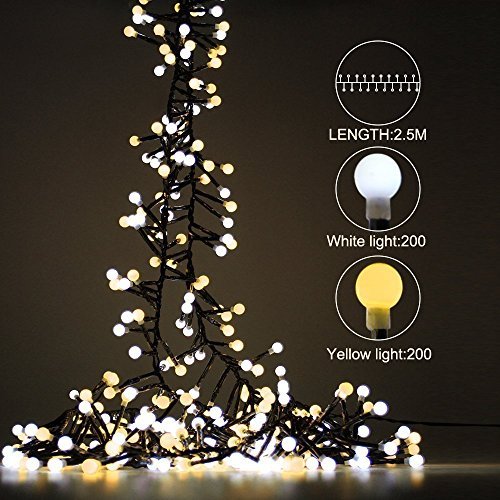 Starry String Lights 10ft 400 LED Dimmable Decorative Fairy Lights Dual Color Waterproof for Indoor Outdoor Use Christmas Patio Garden Café Party Wedding (White&warm )