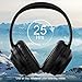 Active Noise Cancelling Headphones, LETSCOM Bluetooth Headphones with Mic Deep Bass Wireless Headphones Over Ear, 25 Hours Playtime, Soft Protein Earpads for Travel Work TV PC Cellphone - Black