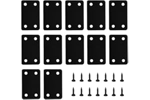 QHAJRYYC 12 Pcs Black Metal Flat Straight Brace Bracket, 2.4 x 1.5 Inch Joining Fixing Brackets, Flat Fixing Corner Brace Plates for Tables, Cabinets, Bookshelves