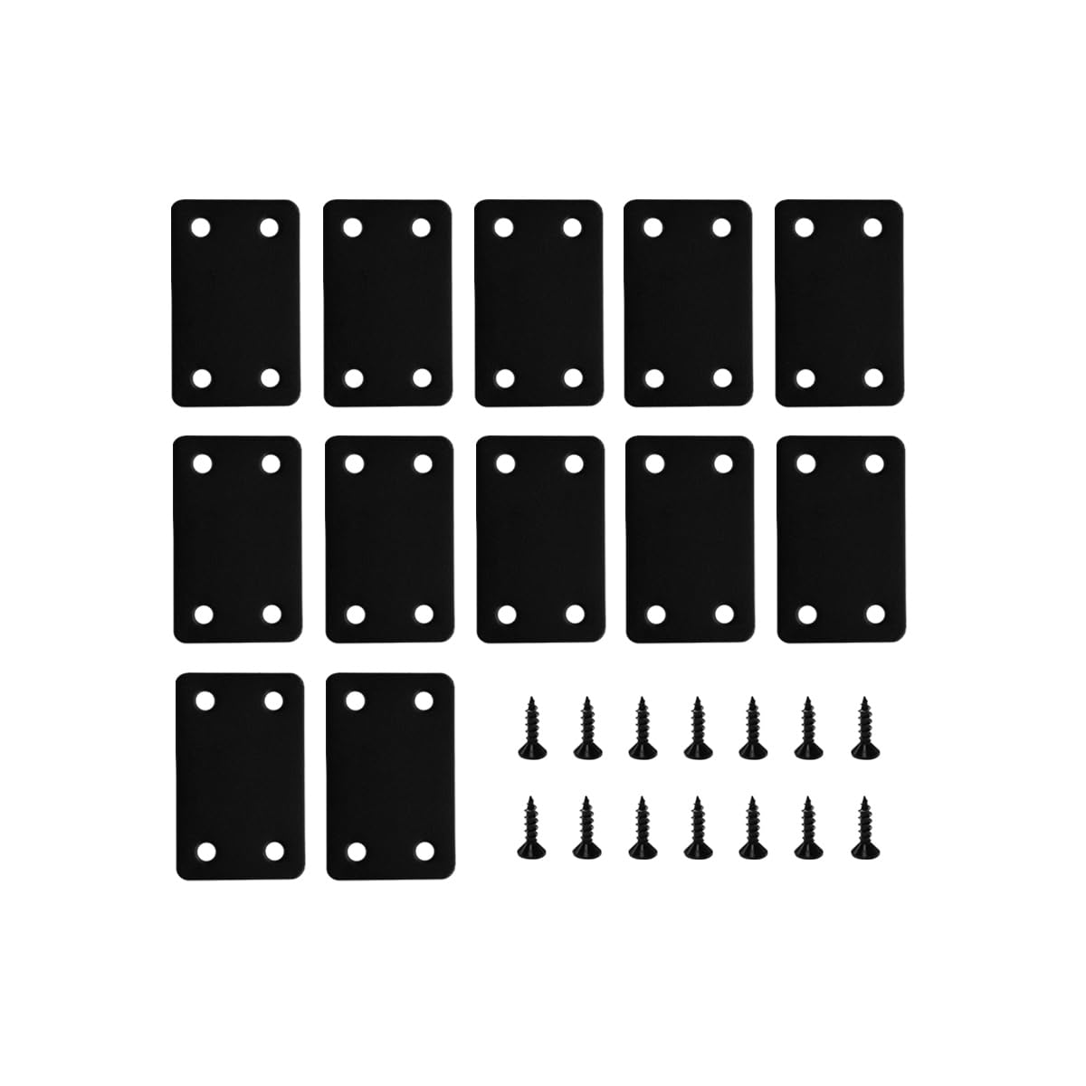 Photo 1 of 12 Pcs Black Metal Flat Straight Brace Bracket, 2.4 x 1.5 Inch Joining Fixing Brackets, Flat Fixing Corner Brace Plates for Tables, Cabinets, Bookshelves