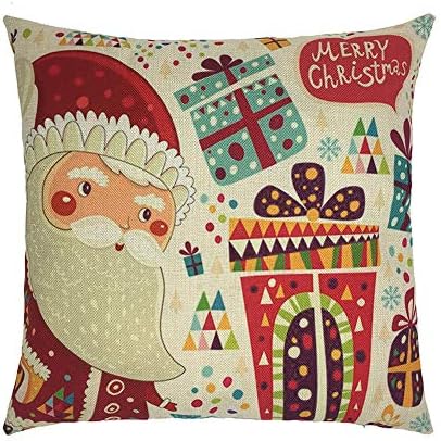 Happy Christmas Pillow Cases Linen Sofa Cartoon Cushion Cover Home Decoration Duseedik