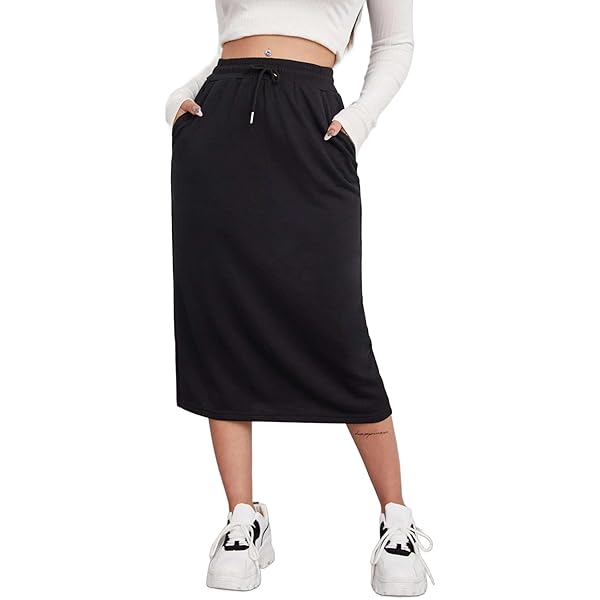 YUSE★WASHING SWEAT MIDI SKIRT &TOPS セット Amazon.com: SweatyRocks Women's Causal High Waist Midi Skirt