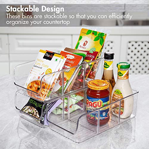 YIHONG-Food-Packet-Organizer-Bins-for-Pantry-Organization-4-Pack-Plastic-Clear-Storage-Bins-for-Storing-Seasoning-Packets-Spices-Sauce-PacketsSnacks-with-2-Removable-Dividers