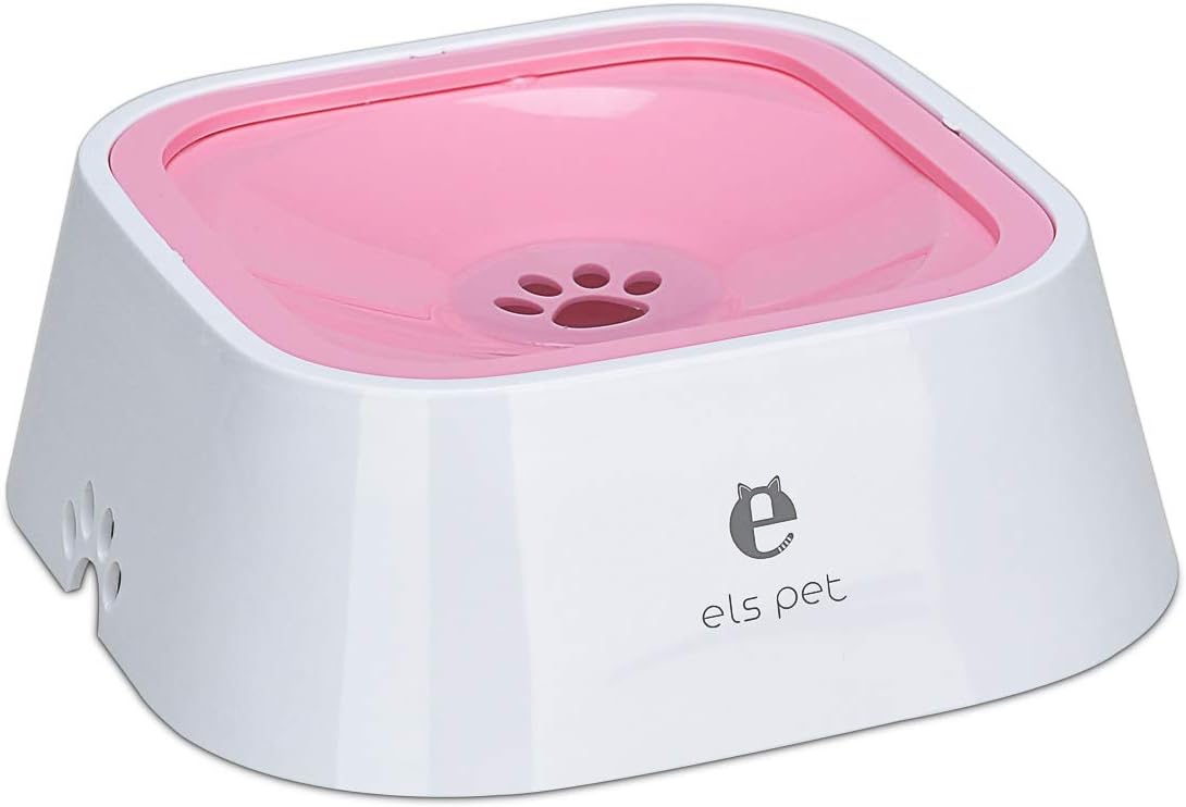 Songway Pet Floating Water Bowl,1.5L Slow-Down Water Feeder Fountain No Spill Anti-Overflow Anti-Choking Automatic Water Food Bowl for Dog Cat Puppy Animal Feeding (Pink)