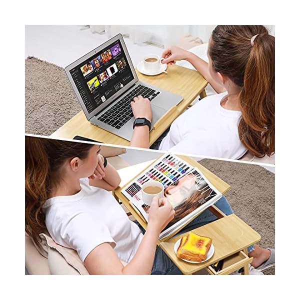 Zipom-100-Portable-Bamboo-Laptop-Stand-Foldable-Desk-Notebook-Table-Laptop-Bed-Tray-Bed-Table-Flower-Style-design-play-games-on-bed-Table-with-Drawer-flat-275in Zipom 100% Portable Bamboo Laptop Stand Foldable Desk Notebook Table Laptop Bed Tray Bed Table, play games on bed Table…