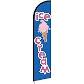 Mindsoft 2.5 x 12 ft Ice Cream Feather Flag Only - Windless Single-sided Printing Feather Flag Outdoor Business Advertising Banner, NO POLE (Dark Blue)