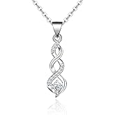 CASSADRA Sterling Silver Twisted - Design Pendant Necklace with Cubic Zirconia for Women Fashion Jewelry Necklace for Women