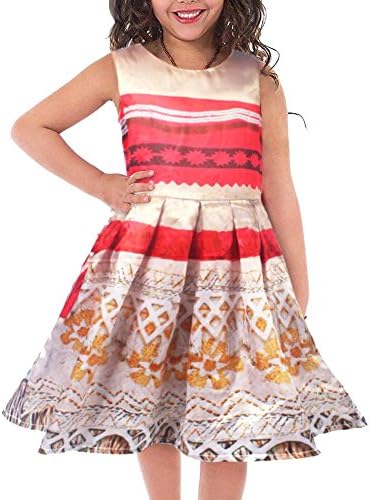 Hitmebox Moana Little Girls' Dress Princess Cartoon Printed Dress