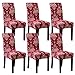 SUBCLUSTER 6 Pcs/Set Soft Stretchable Dining Chair Covers with Printed Floral Patterns,Spandex Banquet Chair Seat Protector Slipcovers for Holiday Home Party, Hotel, Wedding Ceremony (Style 8)