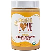 Spread The Love NAKED Organic Peanut Butter, 16 Ounce (Organic, All Natural, Vegan, Gluten-free, Creamy, Dry-Roasted, No adde