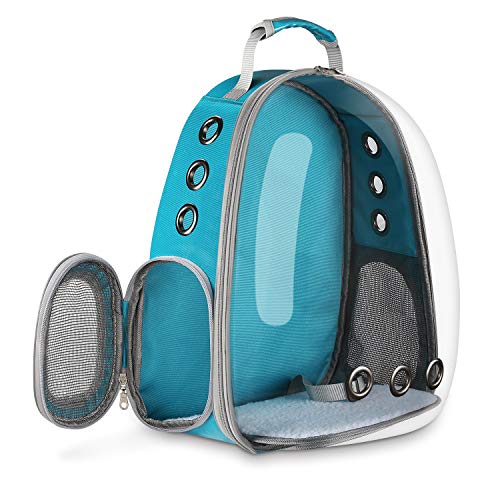 Blitzwolf Pet Transparent Carrier Backpack, Anzone Sightseeing Pet Traveller Outdoor Knapsack Waterproof Lightweight Handbag for Small Animals-Green