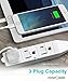3 Outlet Power Strip 3ft - FosPower Cruise Ship Approved Small White Power Strip with Flat Plug & Safety Covers, Short 3 Foot Short Extension Cord, No Surge Protector, 3 Prong, ETL Listed -2PACK
