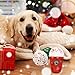 Mihachi 2PCS Christmas Squeaky Plush Dog Toy Starbarks Coffee Series Interactive Game Cute Santa Snowflake Print Red Green
