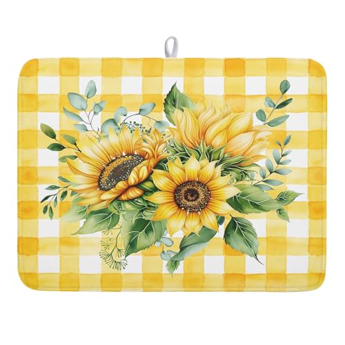 Sunflower Dish Drying Mat 18x24 Inch