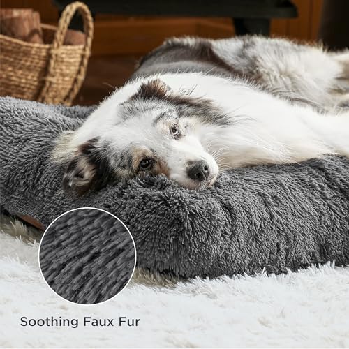 BEDSURE Fluffy Dog Bed for Large Dogs - 104 x 69 x 8 cm Washable Dog Bed for Large Dogs, Non-Slip Underside, Dark Grey