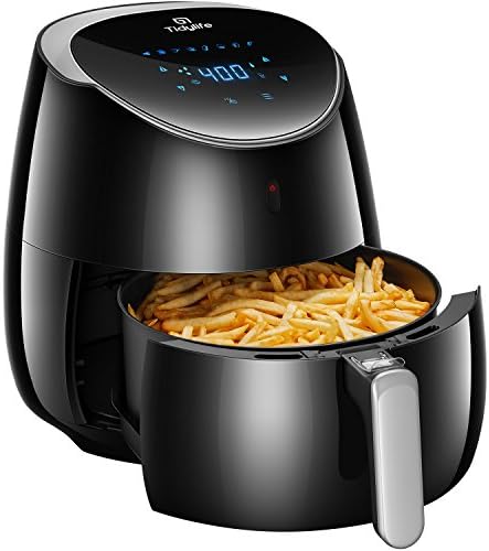 Tidylife Air Fryer XL, 1700W 5.8-Quarts 8-in-1 Oil Free Air Cooker with Cookbook, Smart Touchscreen, Recipes, Auto Shut Off, Black Fryer