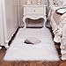 YJ.GWL Luxury Faux Sheepskin Fur Area Rug Soft Fluffy Rugs, Shag Plush Carpet Faux Fur Rug for Bedroom Floor Sofa Living Room, 3 x 5 Feet Rectangle White