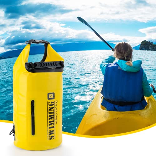 Dry Bag Rucksack Aufgerüstet,15L Wasserdichter Beutel,Wasserdichter Rucksack, Waterproof Packsack Wasserdicht,Wasserfeste Tasche für Reisen,Kanu,Outdoor Camping,Trekking,Wandern,Wassersportarten